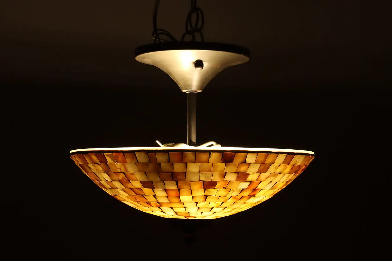 Main image of Mosaic Shell Tile Ceiling Light Fixture, Quoizel