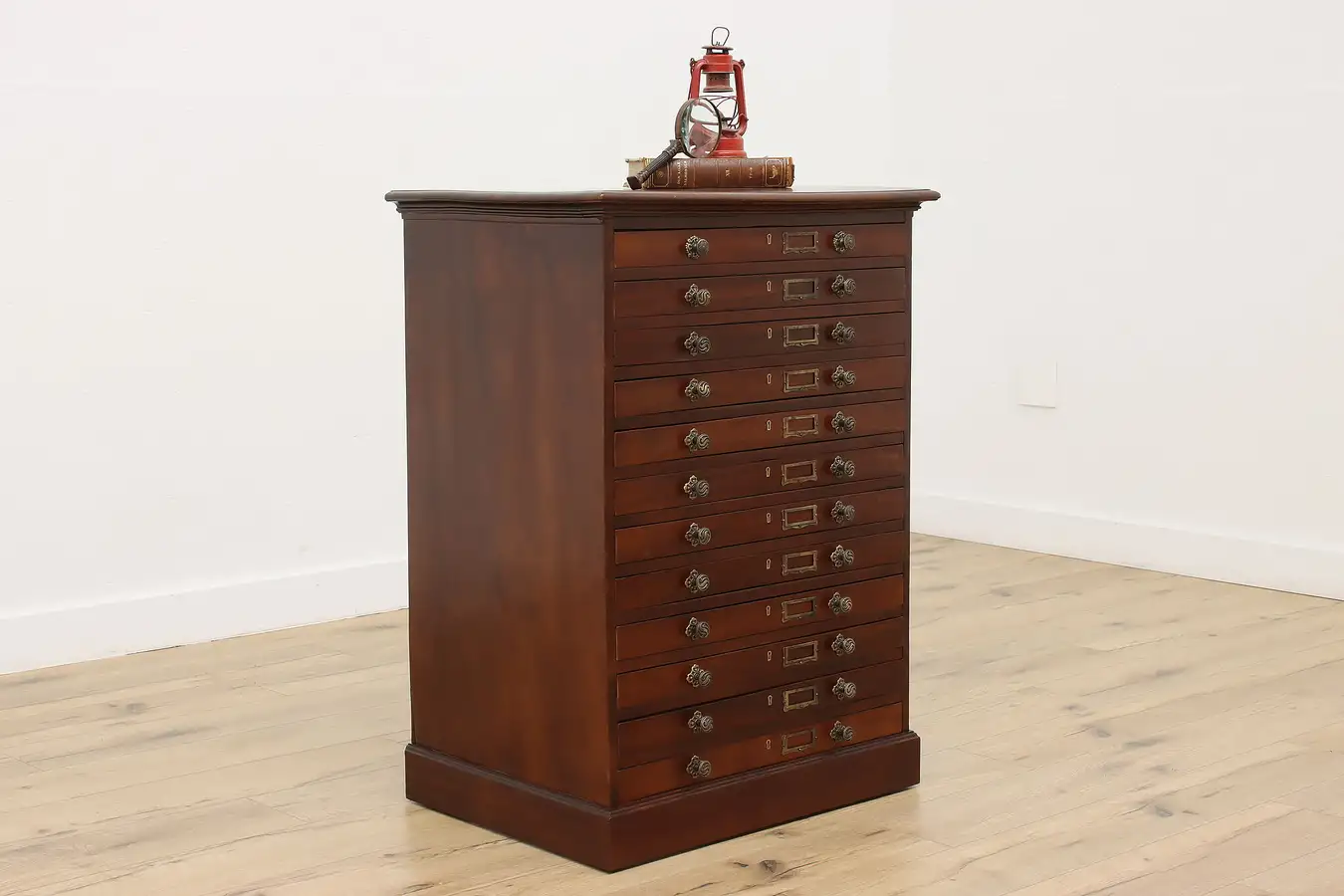 Main image of English Antique 12 Drawer Map Chest File, Collector Cabinet