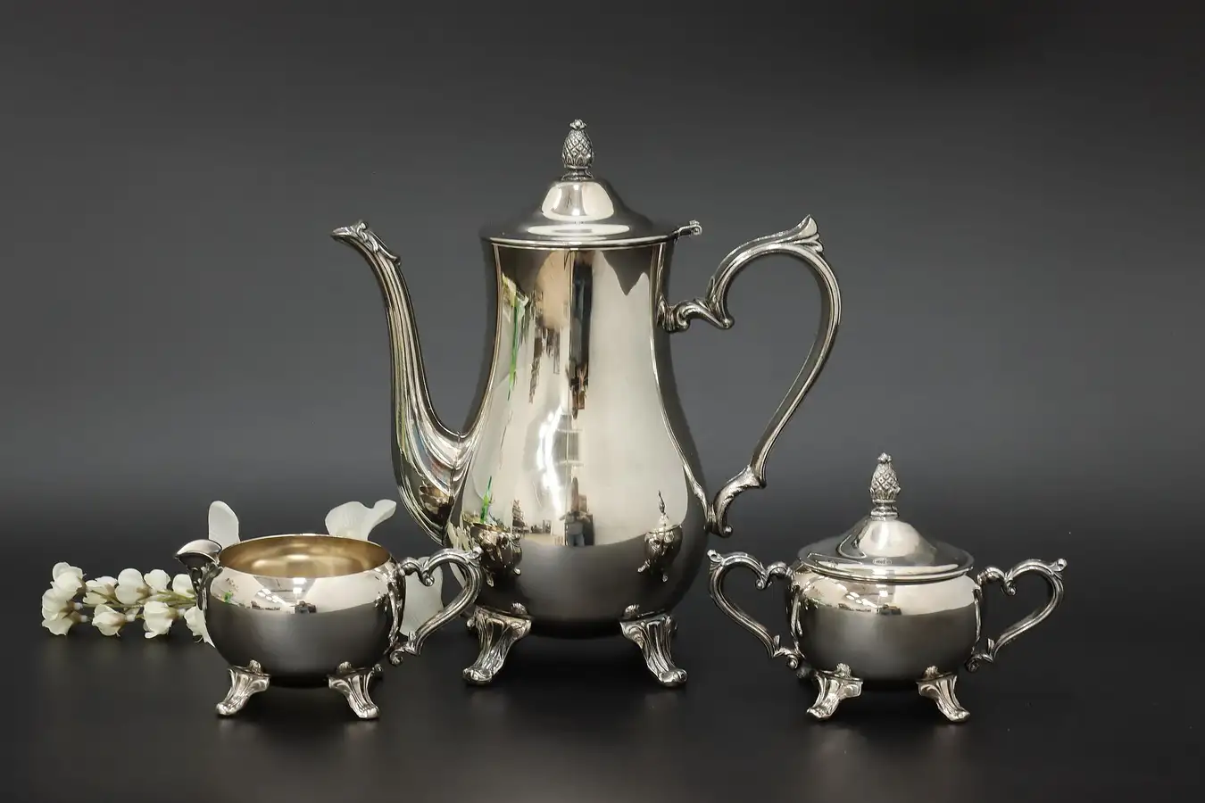 Main image of Victorian Vintage 3 Pc Silverplate Tea or Coffee Set, IS Co.