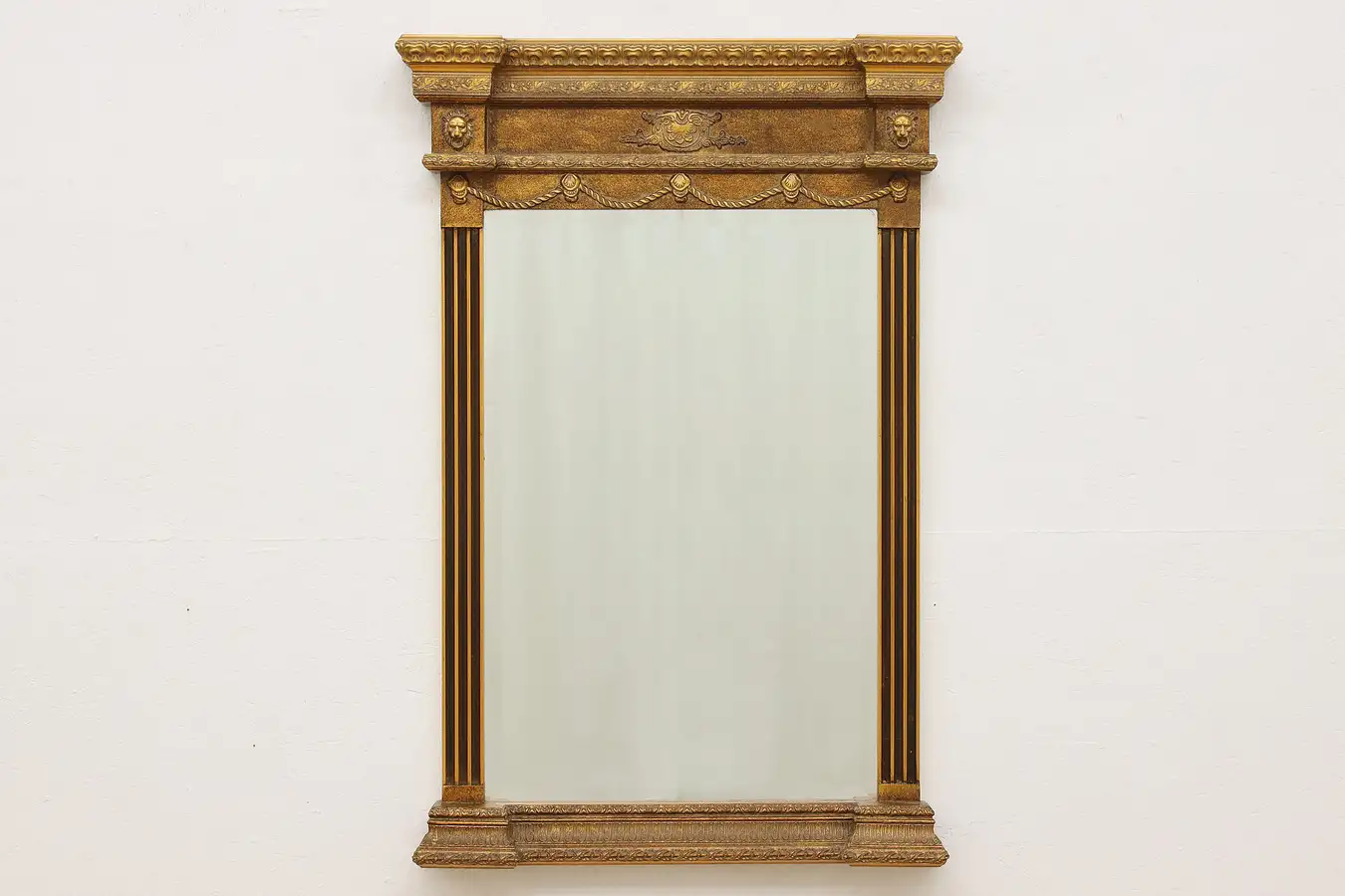 Main image of French Vintage Hall or Living Room Mirror, Lion Heads