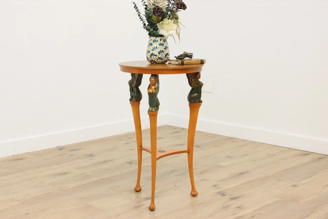 Main image of Classical Vintage Carved Mahogany Lamp Entry Table Sphinxes