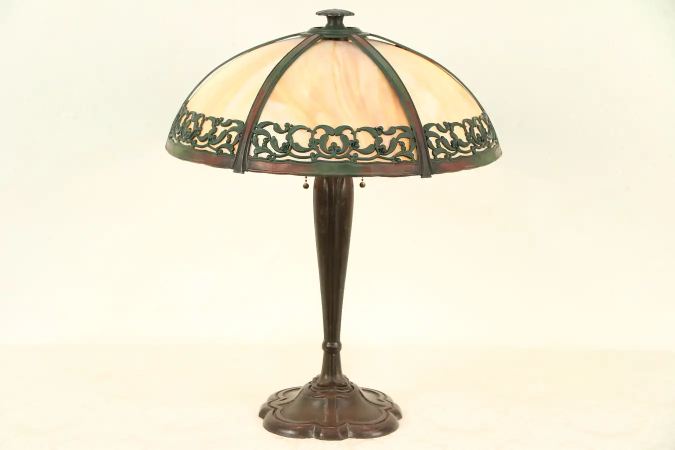 Main image of Lamp Antique Etched Curved Stained Glass 6 Panel Shade
