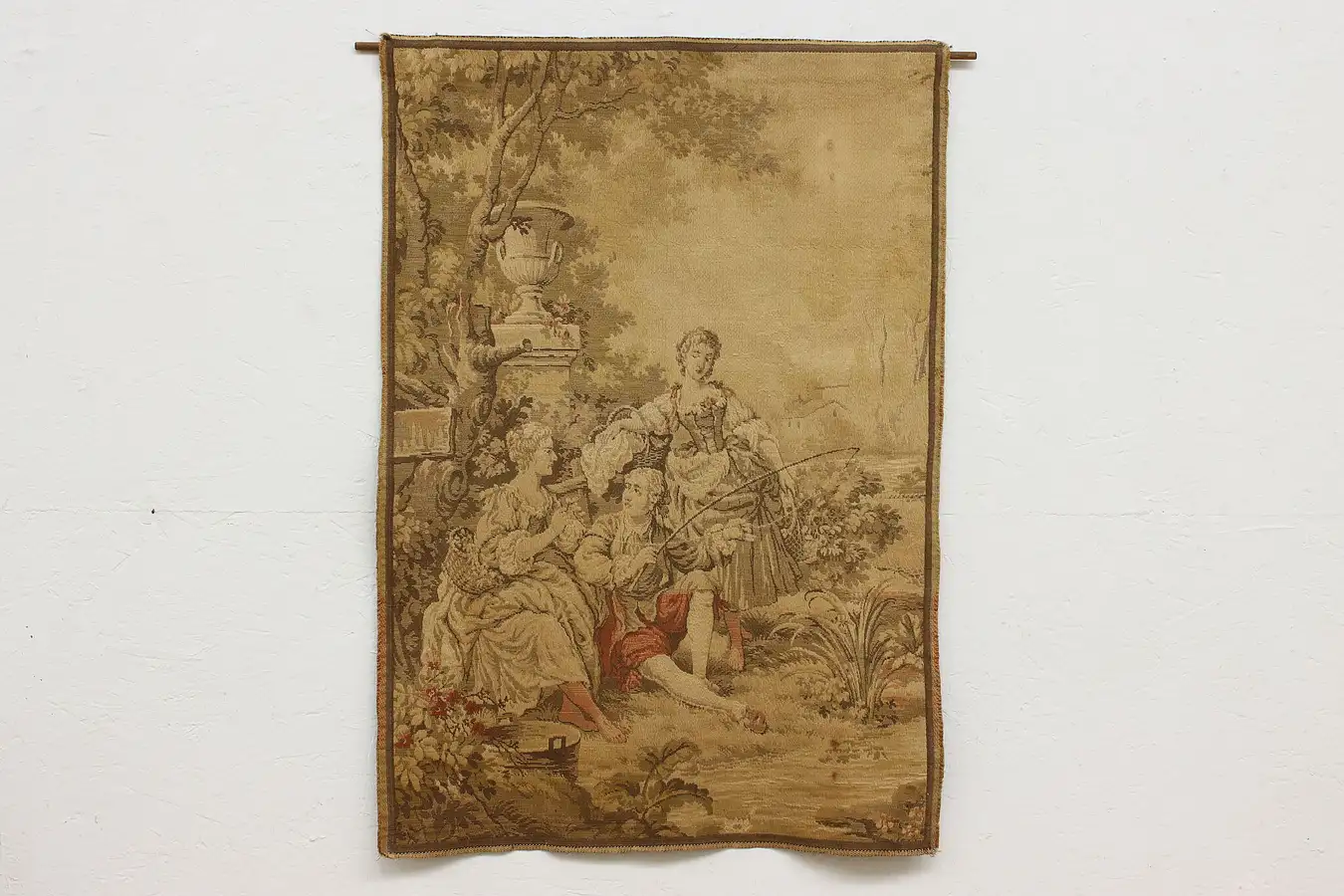 Main image of Lord & Ladies in Garden Antique Tapestry, Belgium 39"