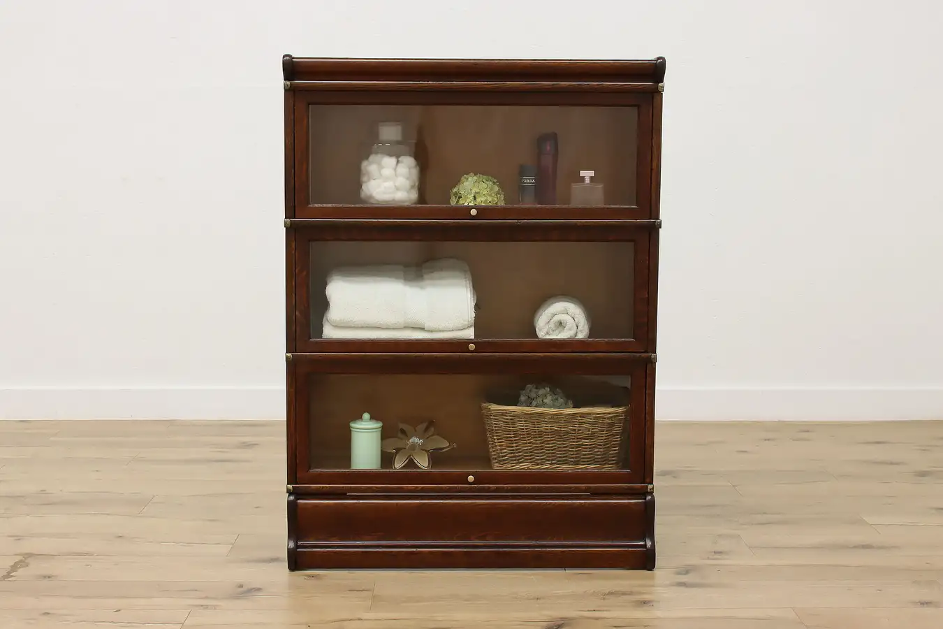 Main image of Globe Antique 3 Stack Oak Lawyer Office Bookcase