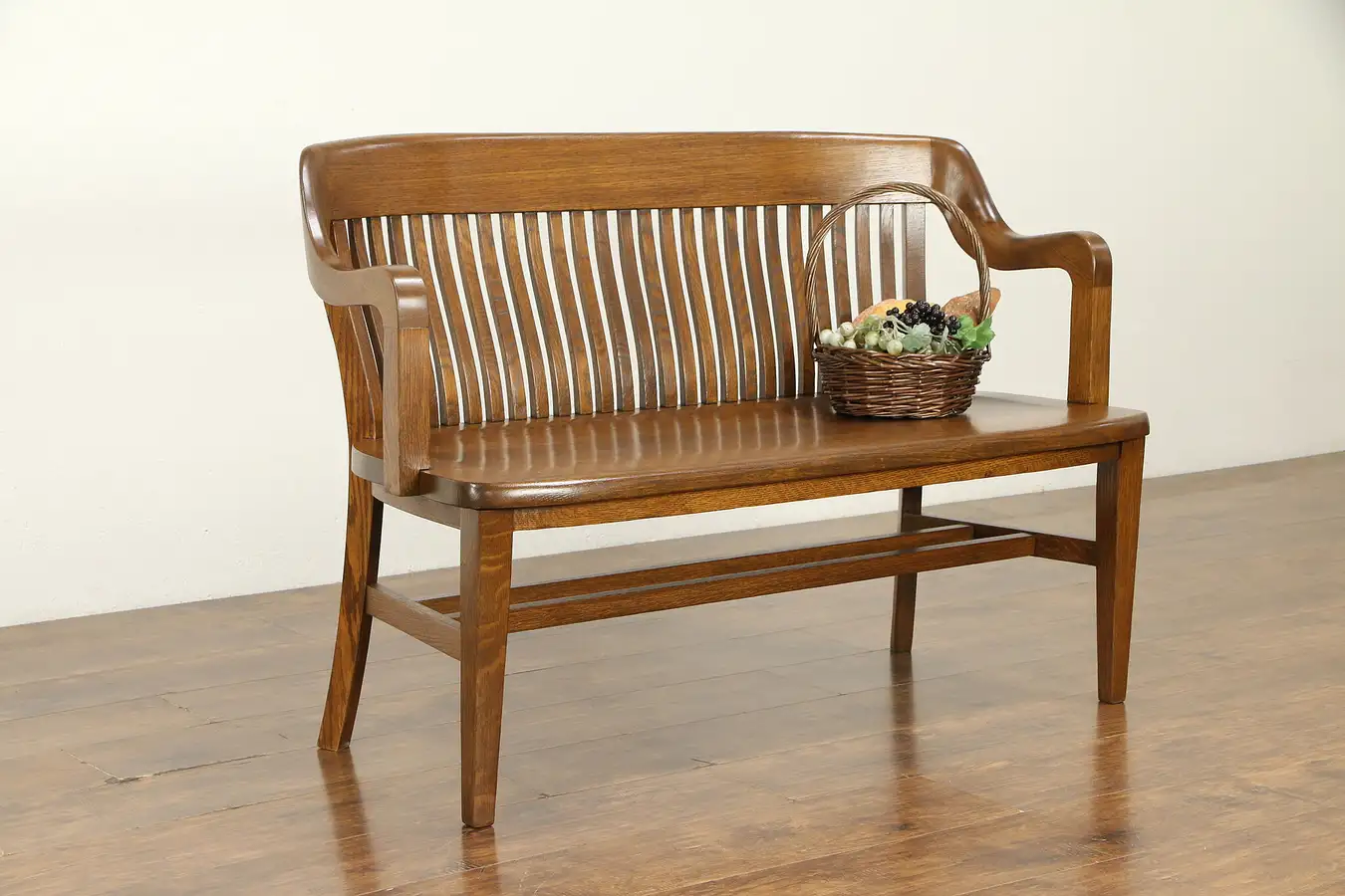 Main image of Oak Quarter Sawn Antique 48" Railroad or Hall Bench