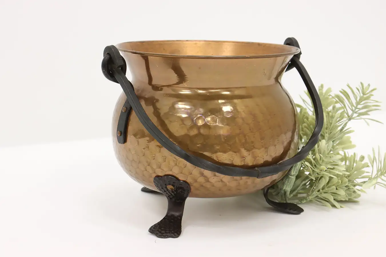 Main image of Farmhouse Vintage Copper & Iron Small Cauldron, Kettle, Pot or Planter