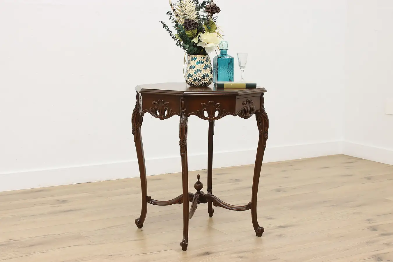 Main image of French Design Antique Carved Walnut Center or Lamp Table