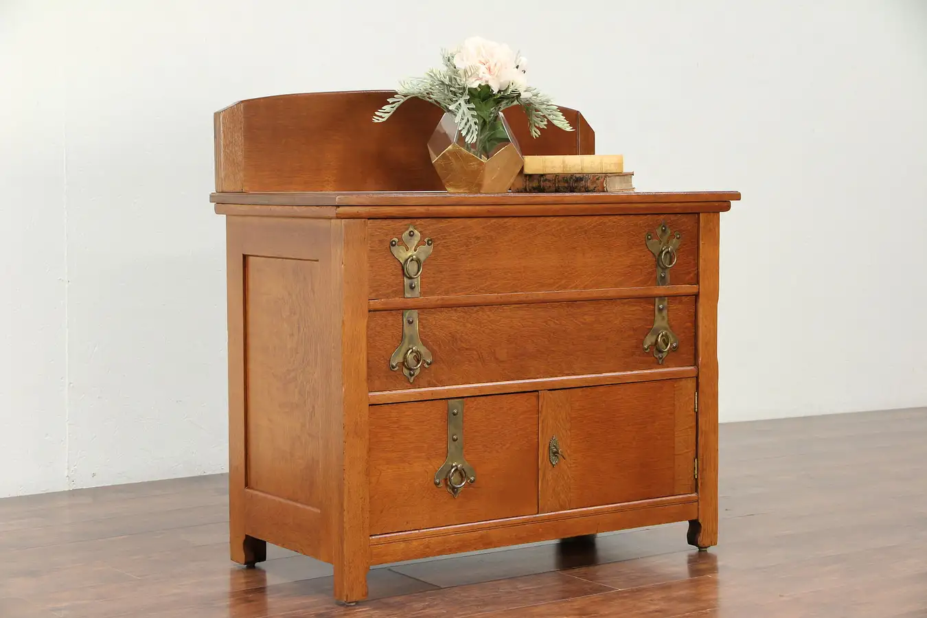 Main image of Craftsman Antique Quarter Sawn Oak Small Chest or Hall Chest