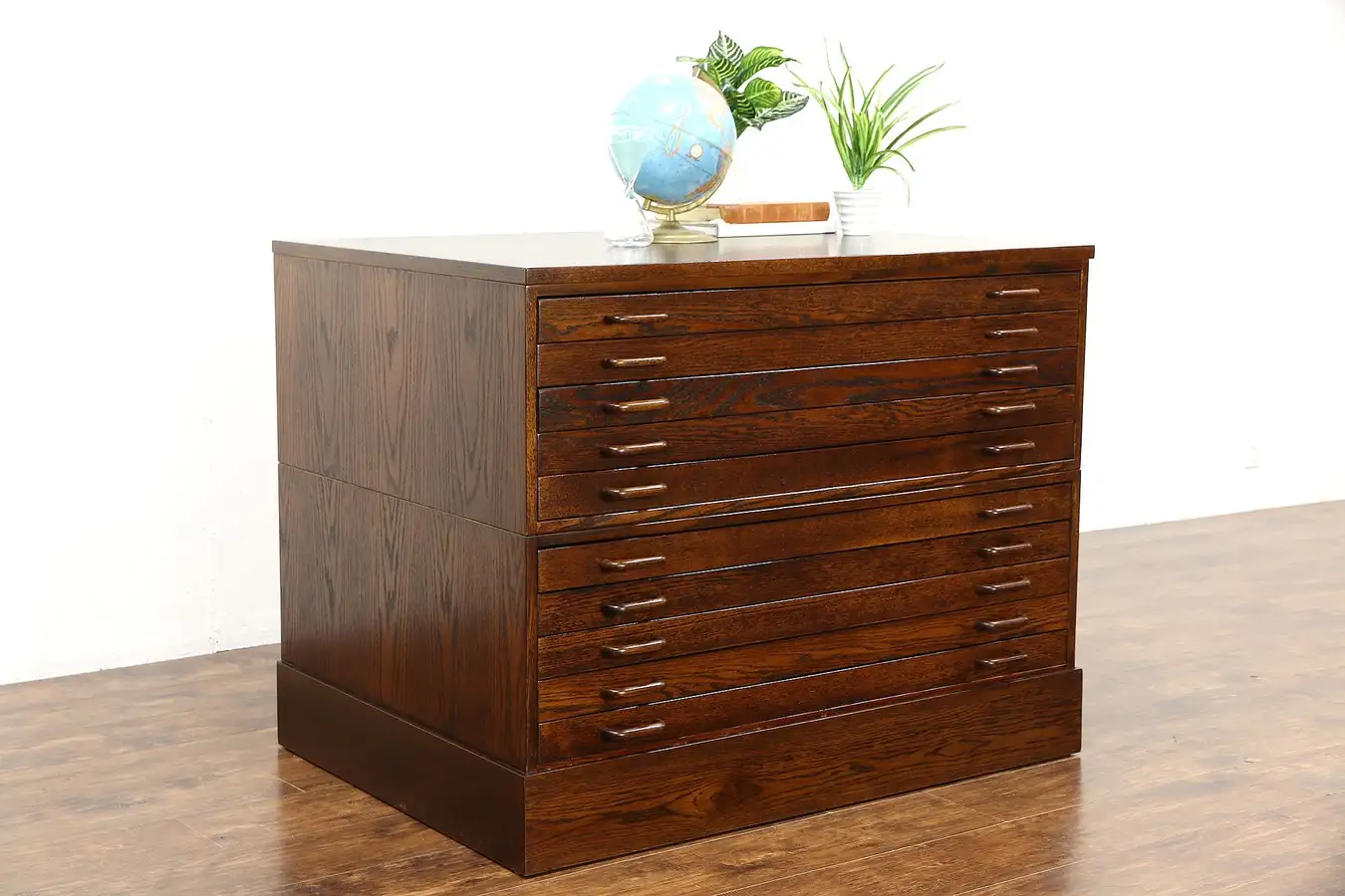 Main image of Oak Midcentury Stacking 1960 Vintage Map Chest, Drawing or Document File Cabinet