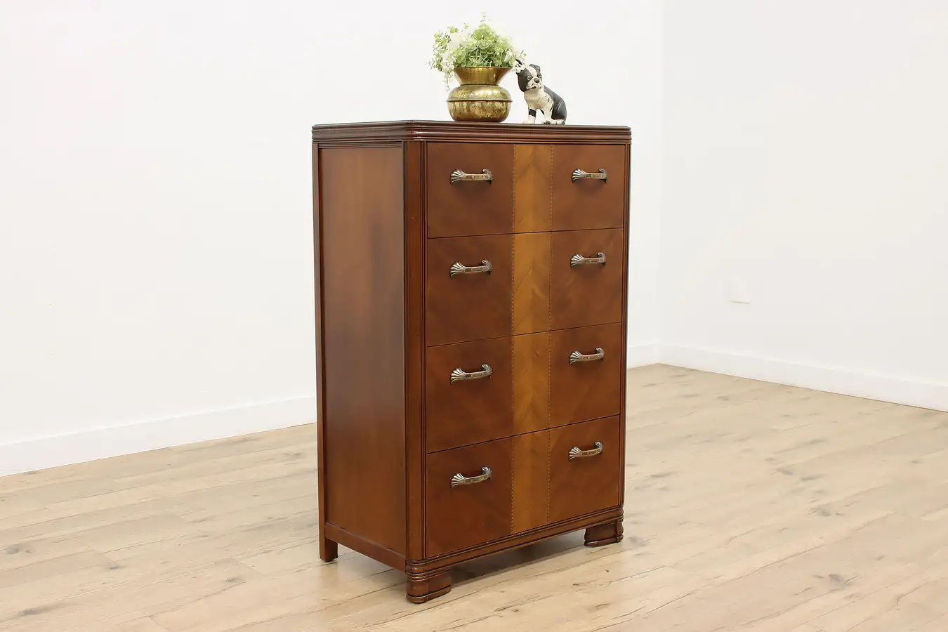Main image of Art Deco Vintage Walnut Tall Dresser or Chest, Kroehler