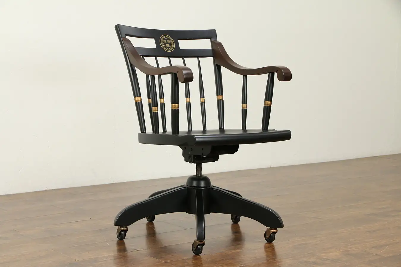 Main image of Harvard University Maple & Ebonized Swivel Adjustable Desk Chair, Veritas