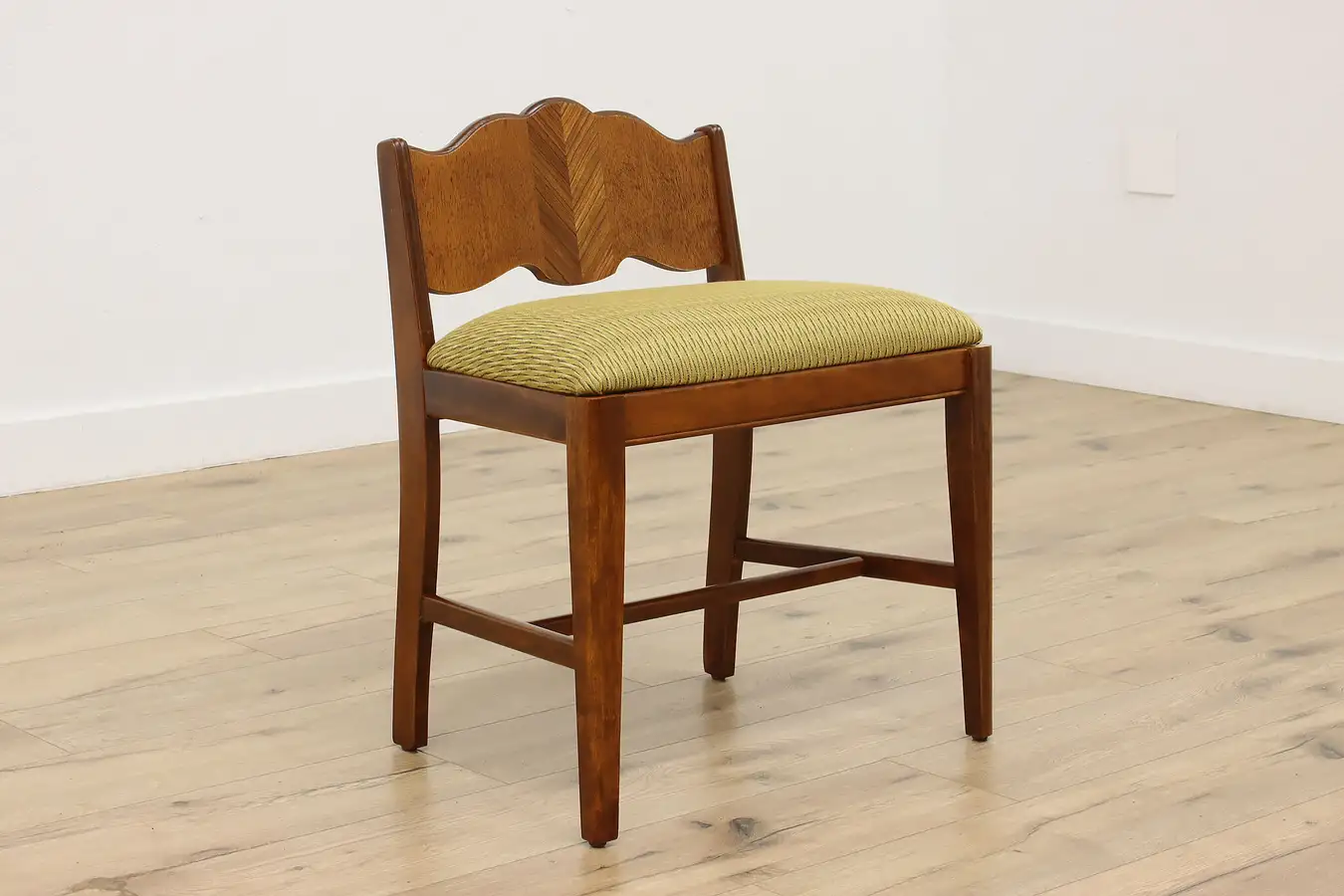 Main image of Art Deco Vintage Mahogany Vanity Bench or Chair, New Fabric