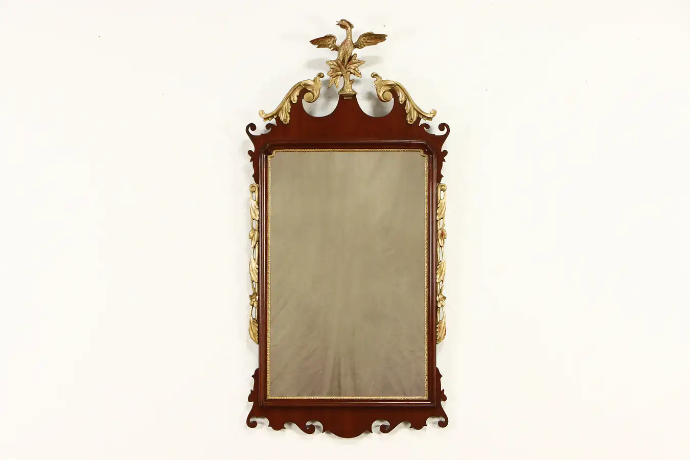 Main image of Georgian Federal Design Vintage Mahogany Mirror, Gold Eagle