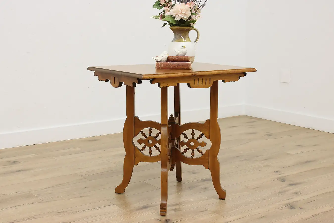 Main image of Victorian Antique Carved Birch Parlor, Entry or Lamp Table