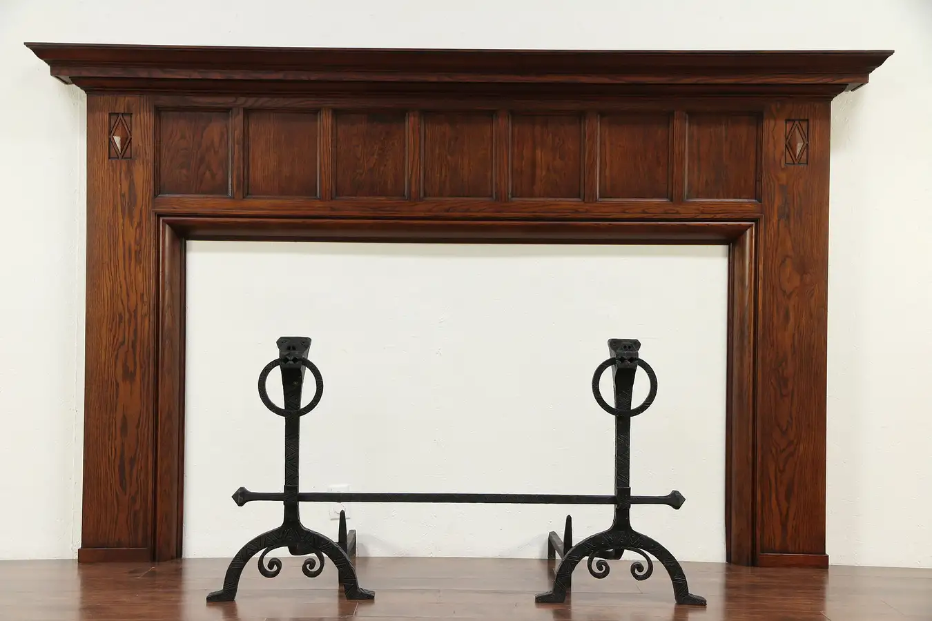 Main image of Oak Architectural Salvage Antique Giant Craftsman Fireplace Mantel