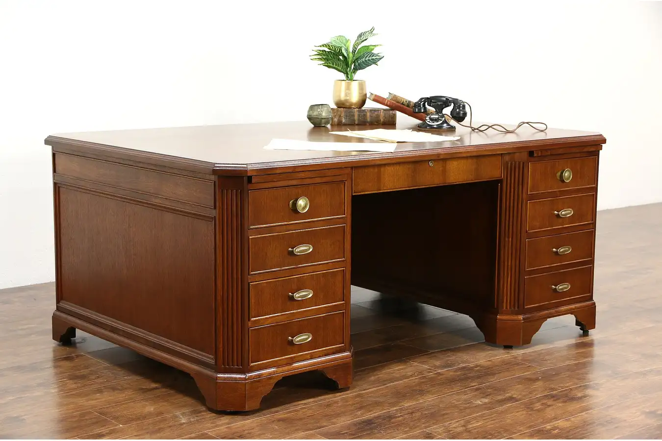 Main image of Judge's Traditional Walnut Vintage Oversize Executive Library or Office Desk