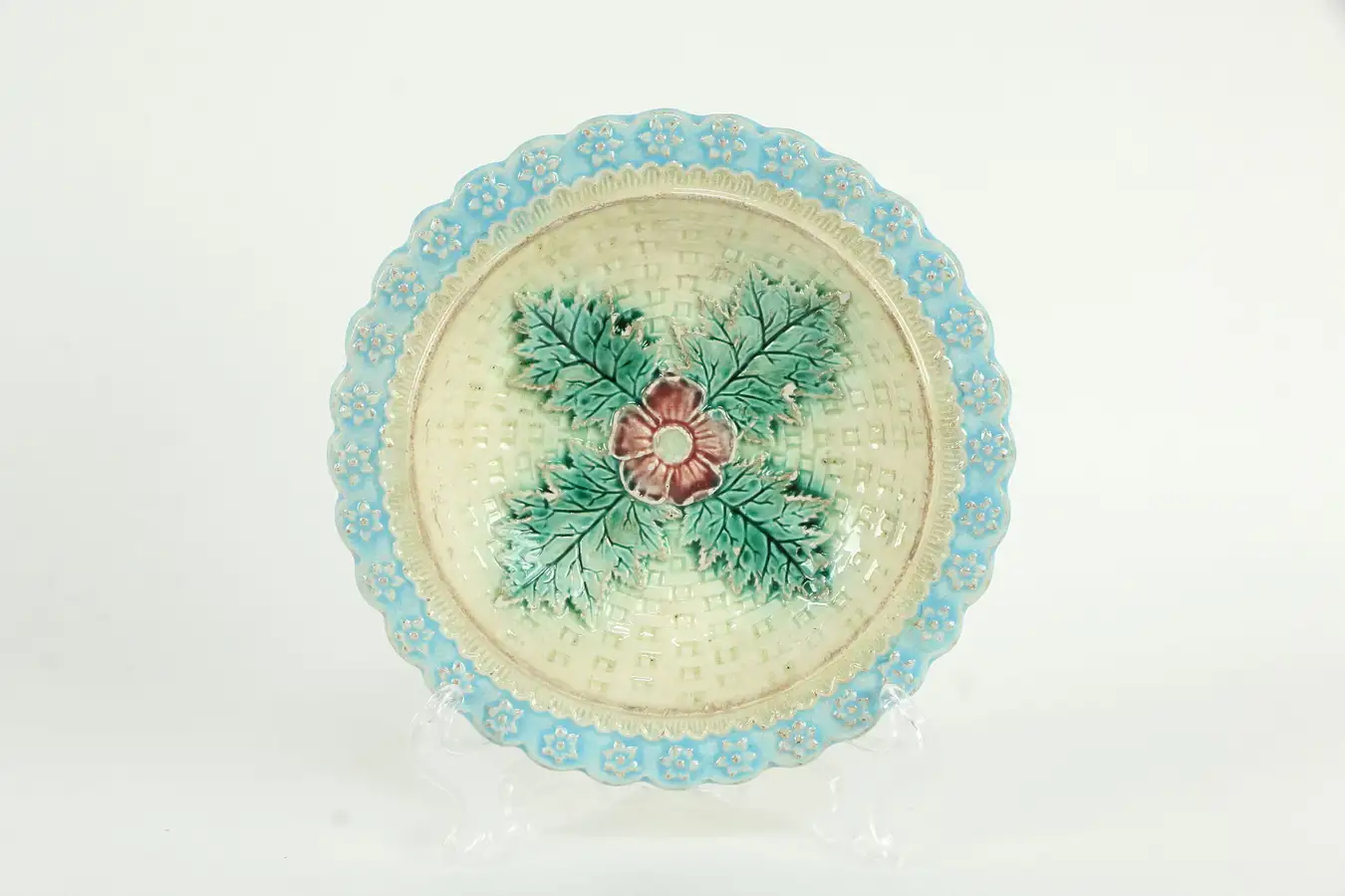 Main image of Victorian Majolica Hand Painted 5 3/4" Bowl, Chips