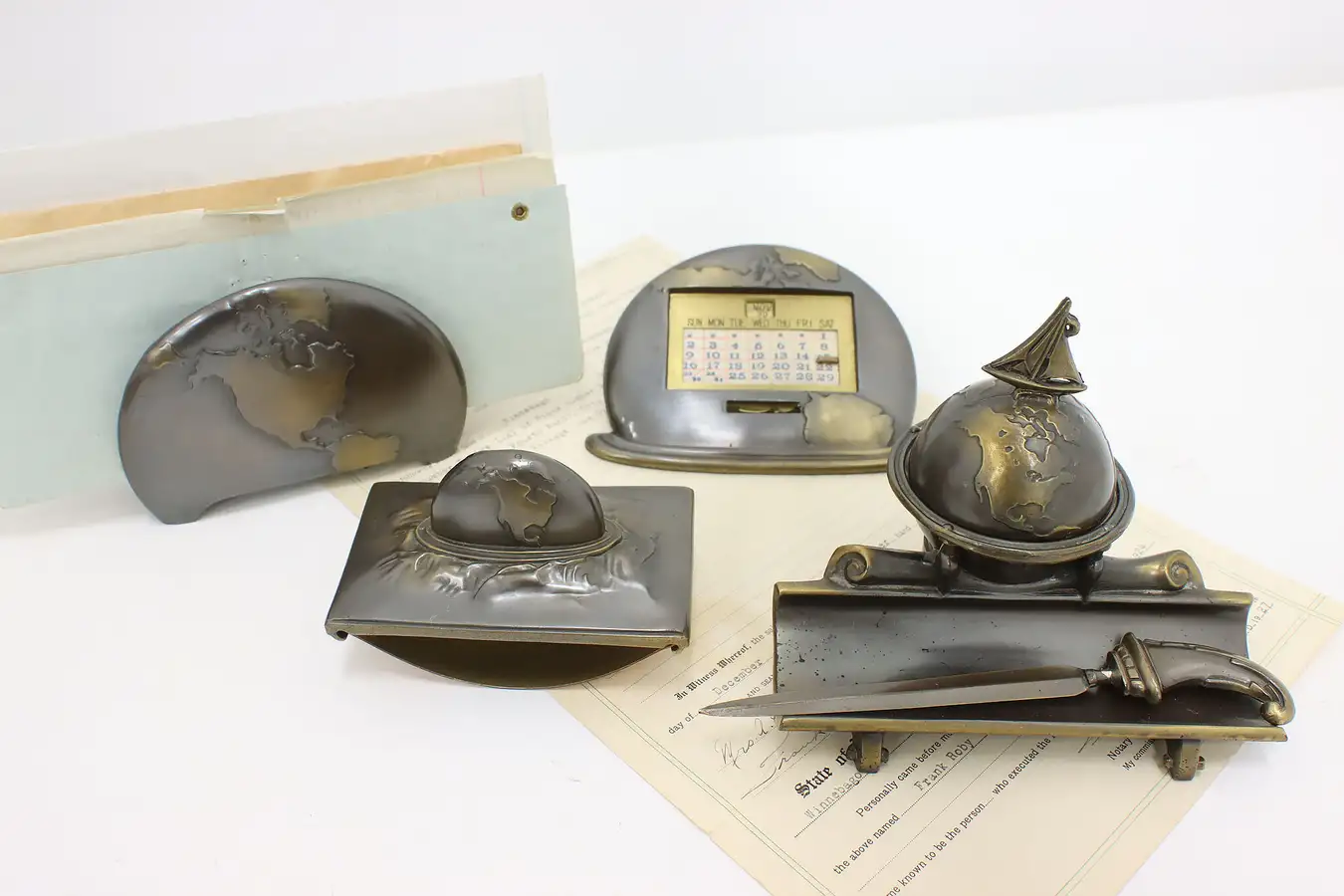 Main image of World Motif 5 pc. Antique Office Library Desk Set, K & Co