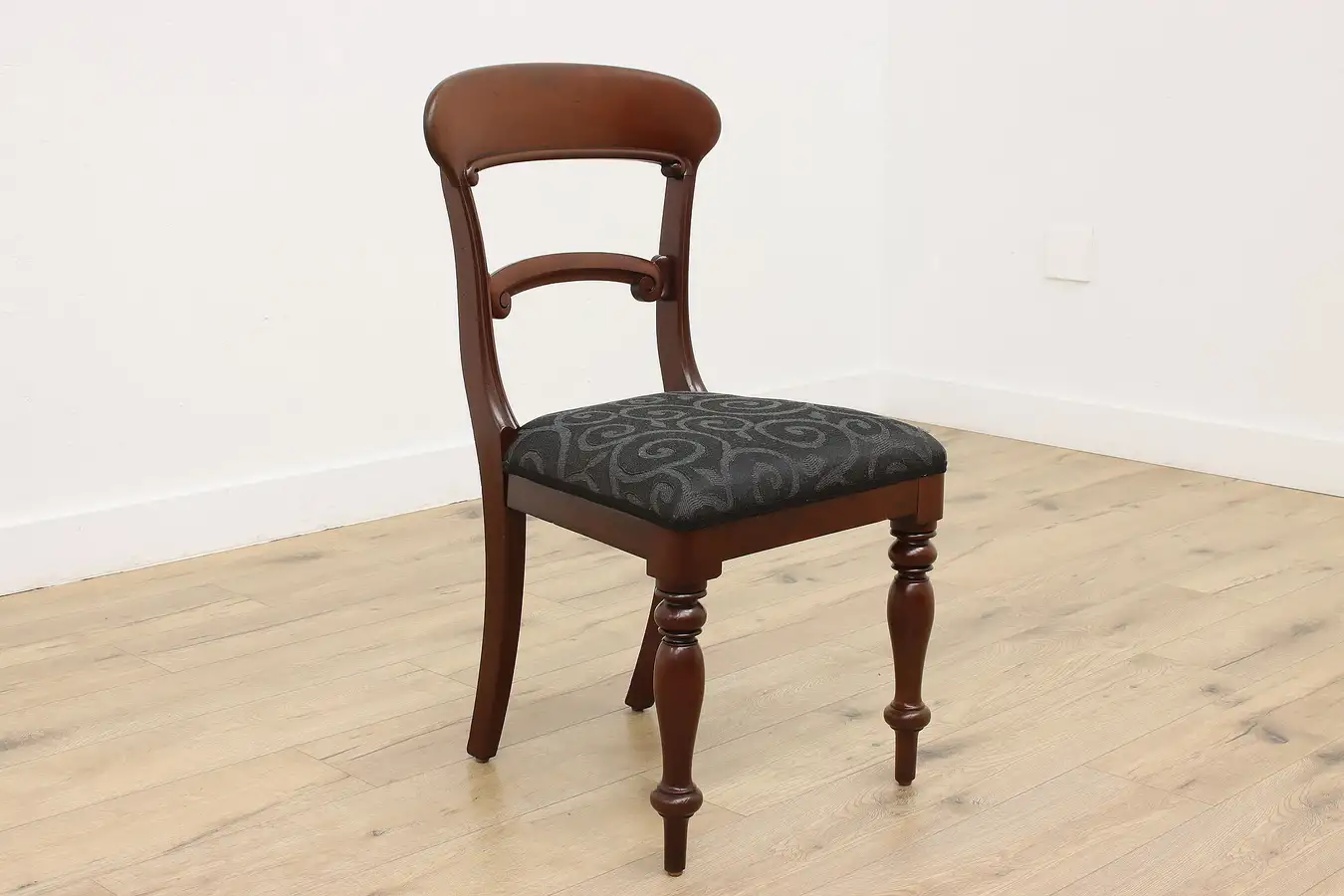 Main image of Georgian Antique Carved Mahogany Side Chair, New Upholstery