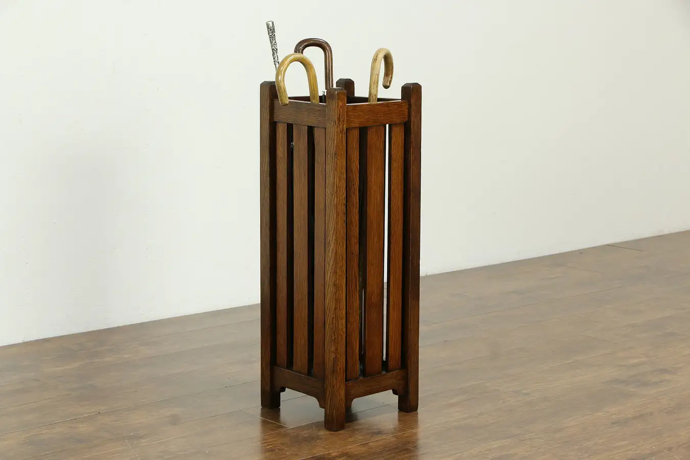 Main image of Arts & Crafts Mission Oak Antique Craftsman Umbrella & Cane Stand