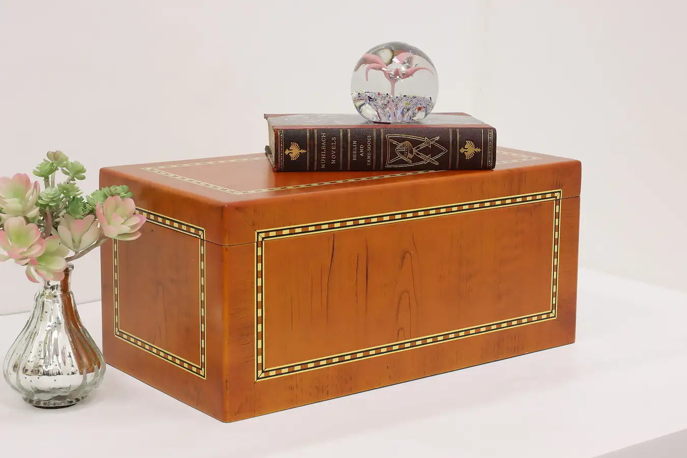 Main image of Painted Marquetry Treasure Chest or Keepsake Box