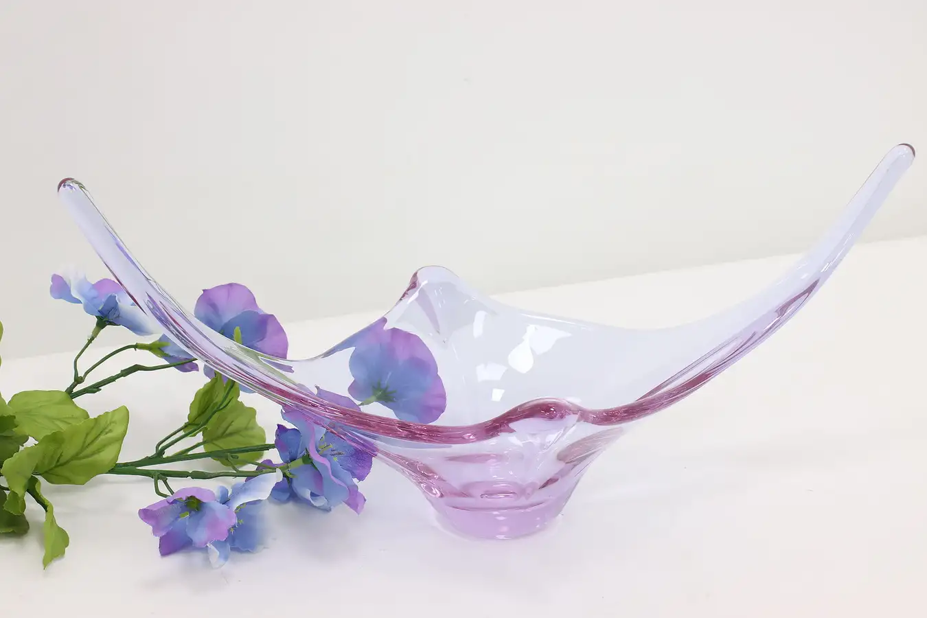 Main image of Italian Murano Vintage Blown Purple Art Glass Sculpture Bowl