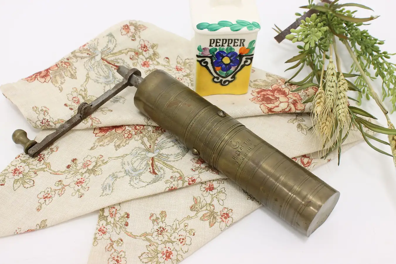 Main image of Turkish Antique Brass & Iron Coffee Spice Grinder Haci Artin