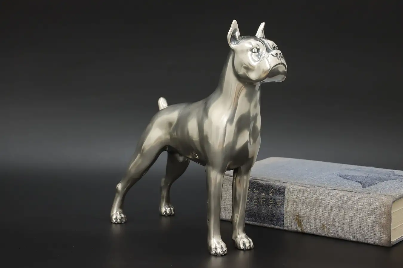 Main image of Boxer Dog Vintage Silverplate Sculpture or Door Stop
