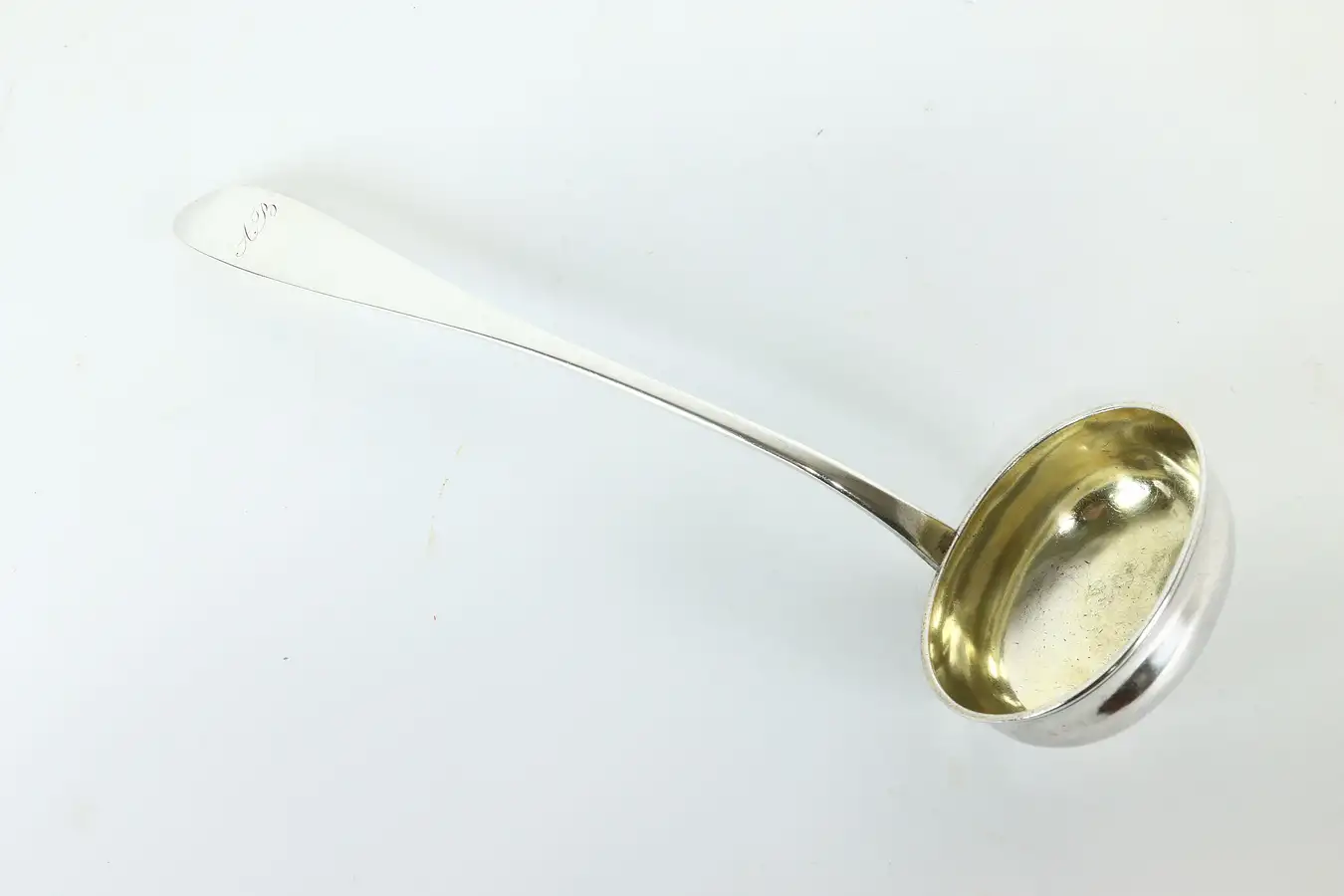 Main image of Georgian Period Antique 1830s Sterling Silver Ladle Engraved "AB" Engel