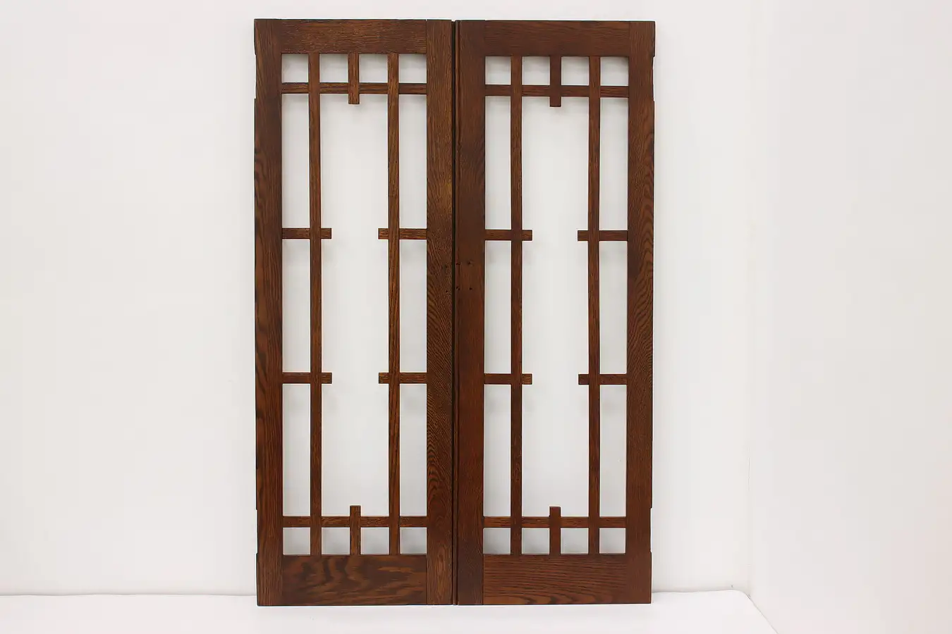 Main image of Pair Arts & Crafts Mission Oak Antique Salvage Window Doors