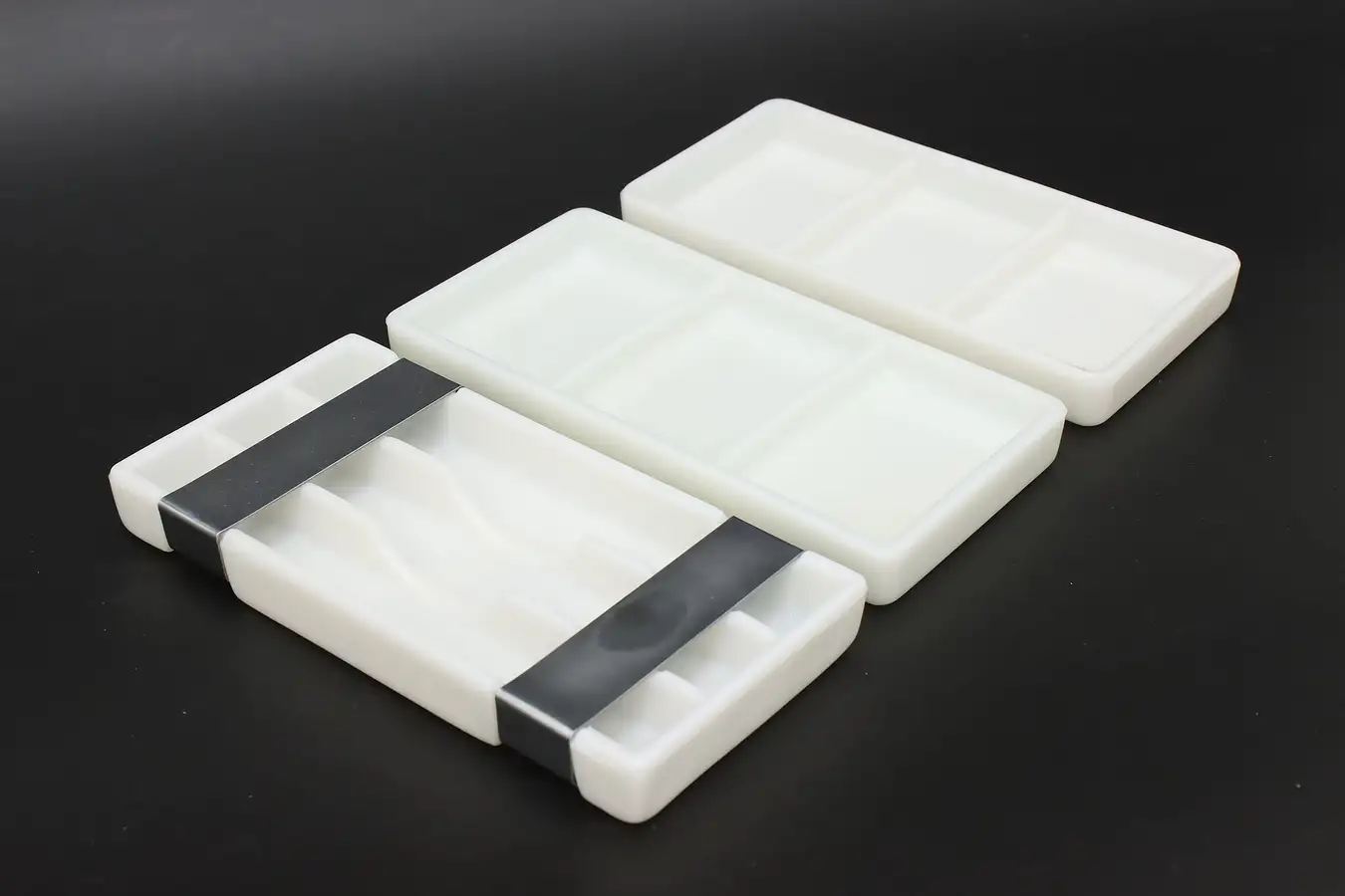 Main image of Set of 3 Antique Milk Glass Dental Artist Trays, Two Rivers