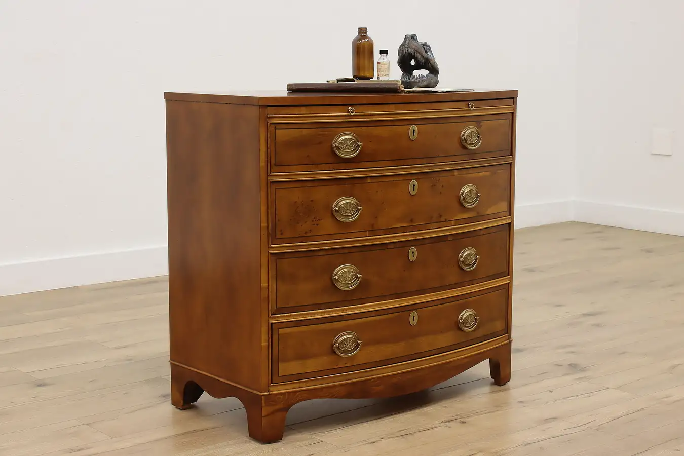 Main image of Hepplewhite Vintage Yew Dresser or Chest w/ Shelf, Baker