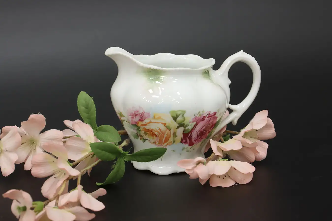 Main image of German Vintage Painted China Creamer, Roses
