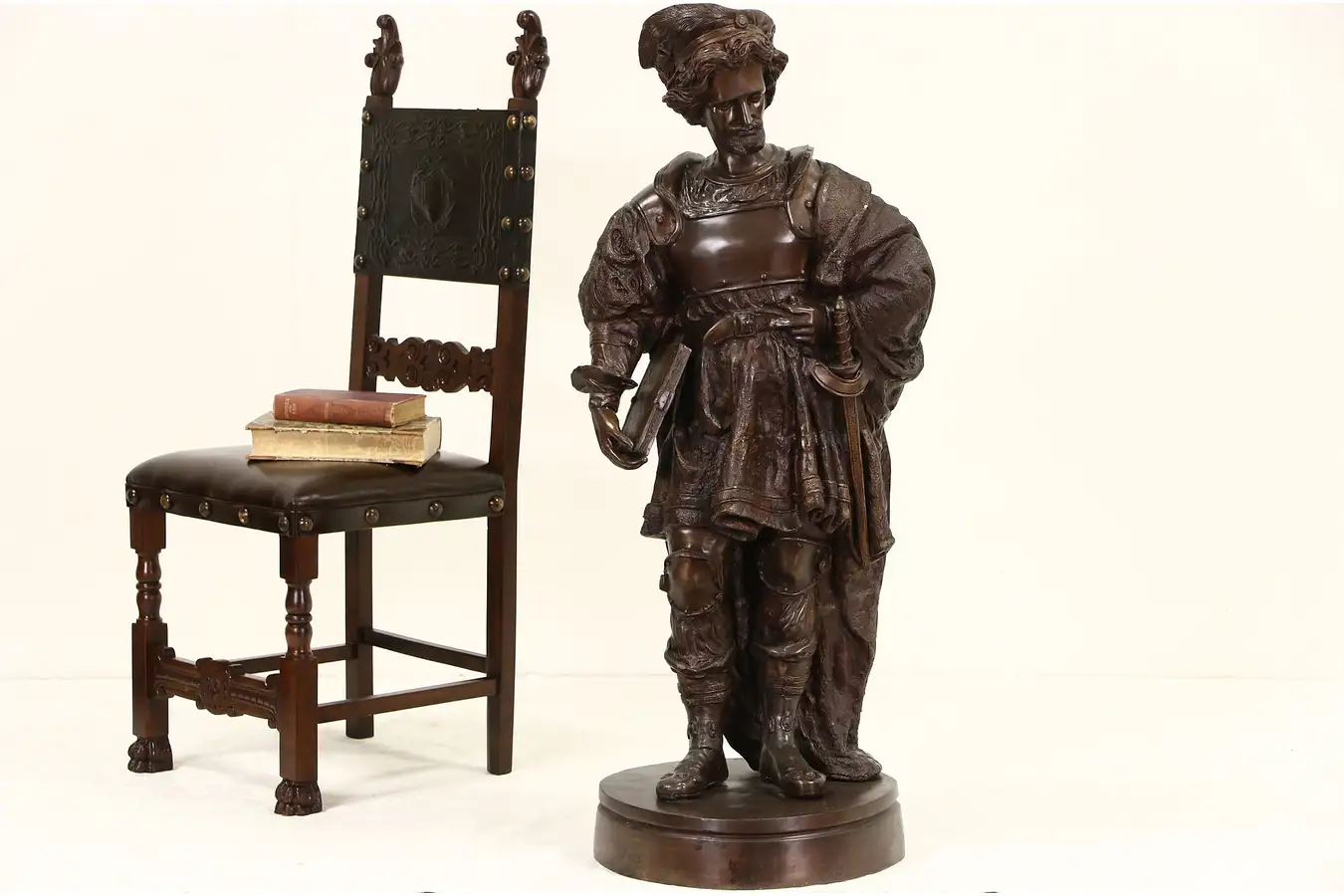 Main image of Bronze Vintage Statue of Orlando or French Hero Roland, 44" Tall Sculpture