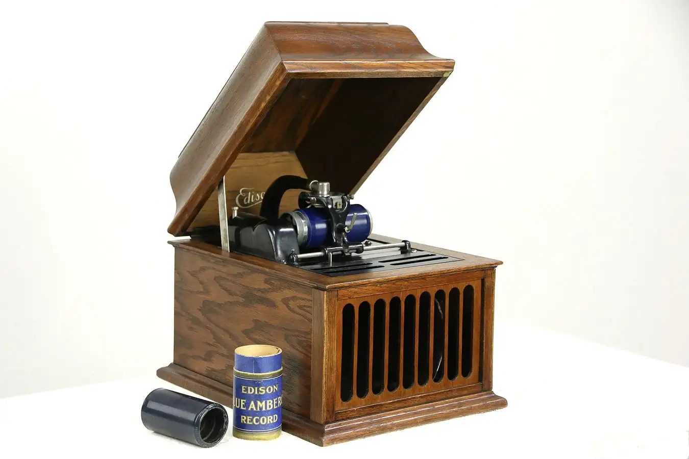 Main image of Edison Oak Antique Amberola 30 Phonograph, Tabletop Cylinder Record Player, 1918