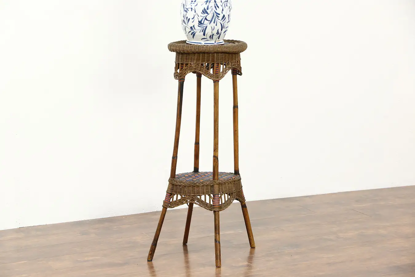 Main image of French Wicker Rattan Antique 1915 Hall Stand or Tall Table