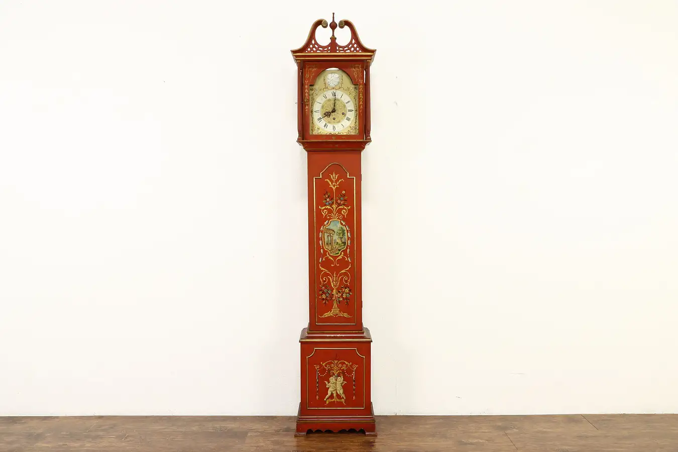 Main image of Hand Painted French Vintage Grandfather or Tall Case Clock, Westminster