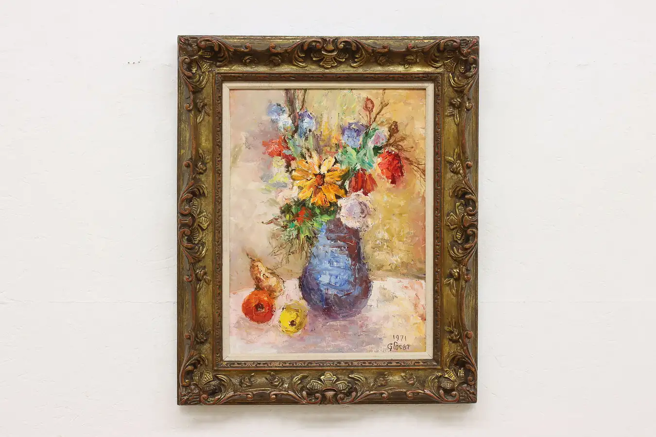 Main image of Blue Vase Still Life Vintage Original Painting, Glocar 33"