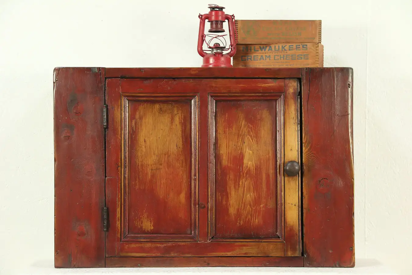 Main image of Primitive Country Pine Antique Cabinet, Wall or Counter Cupboard, Paint