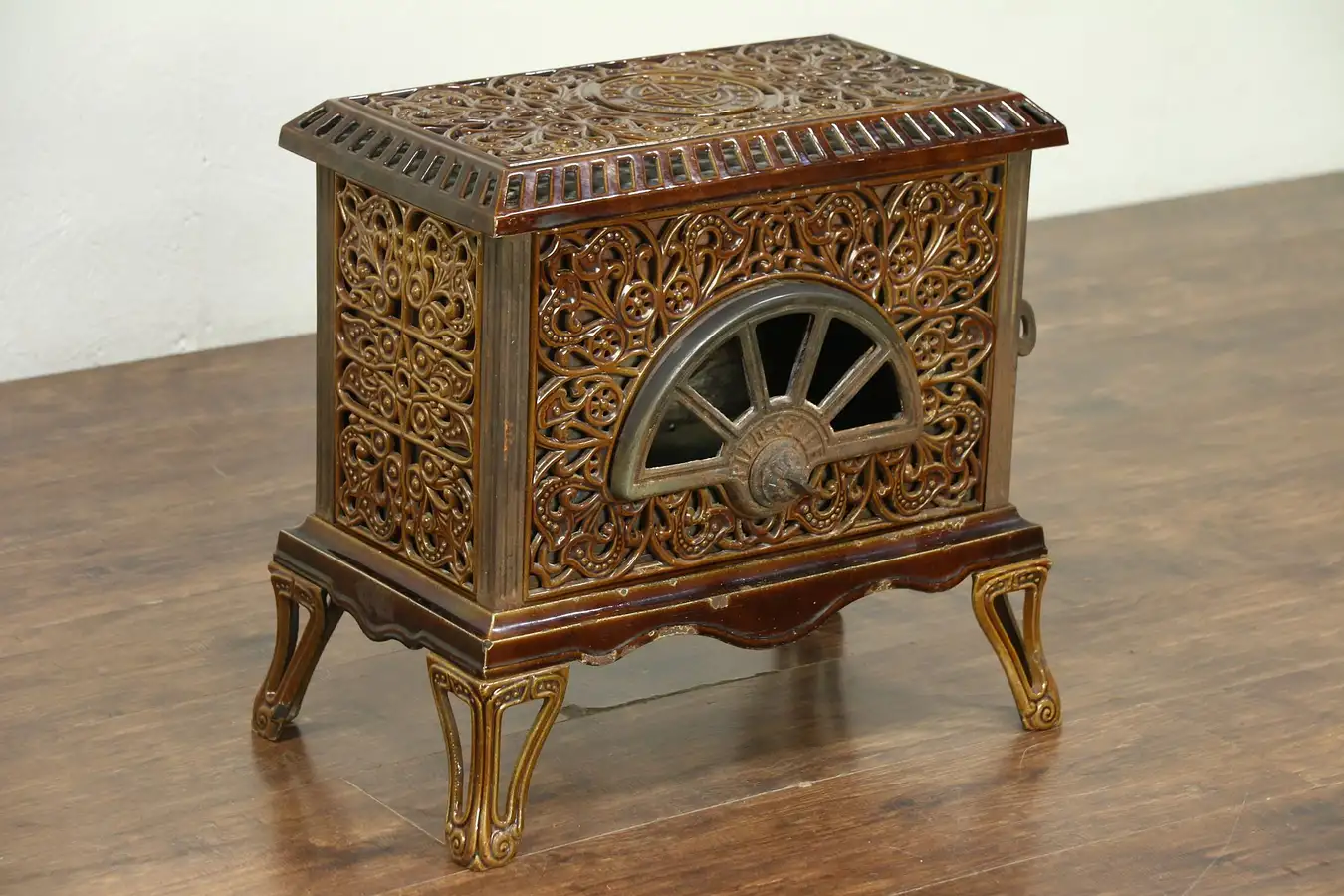 Main image of French Antique Porcelain Enamel Heater or Stove, Signed Pied Selle