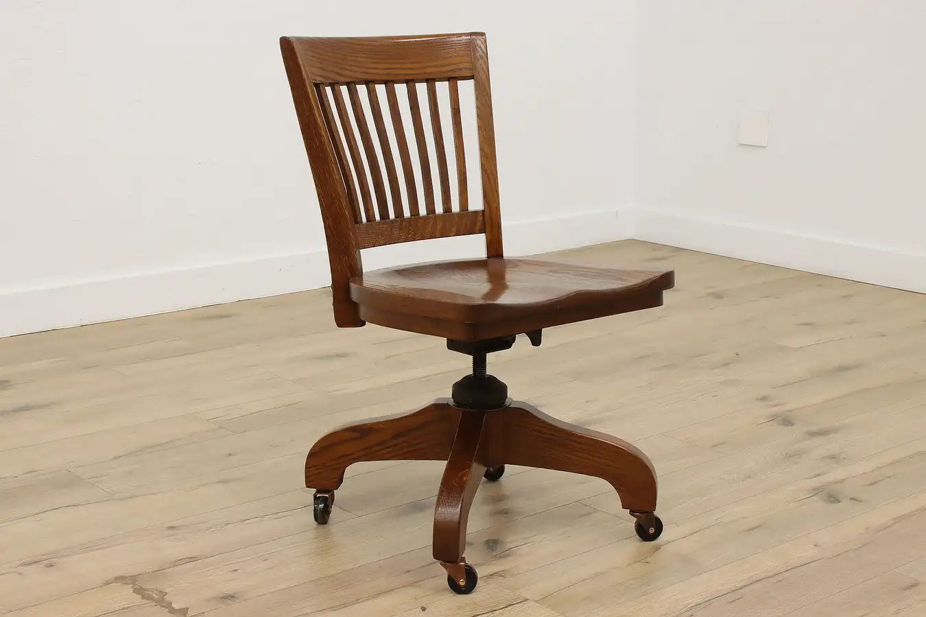 Main image of Traditional Office or Library Antique Oak Swivel Desk Chair