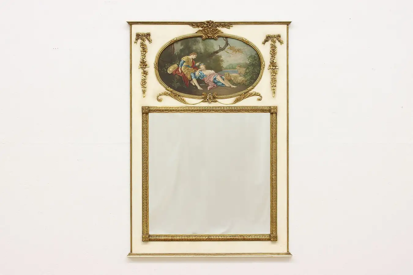 Main image of French Antique Trumeau Portrait Painting Mirror, Milch