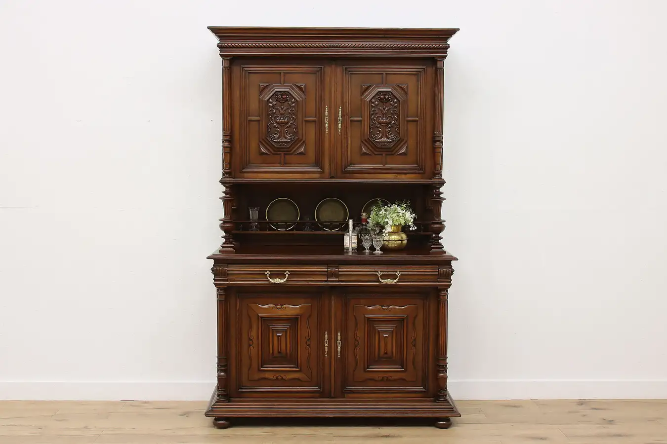 Main image of Renaissance Antique Carved Walnut Sideboard or Bar Cabinet