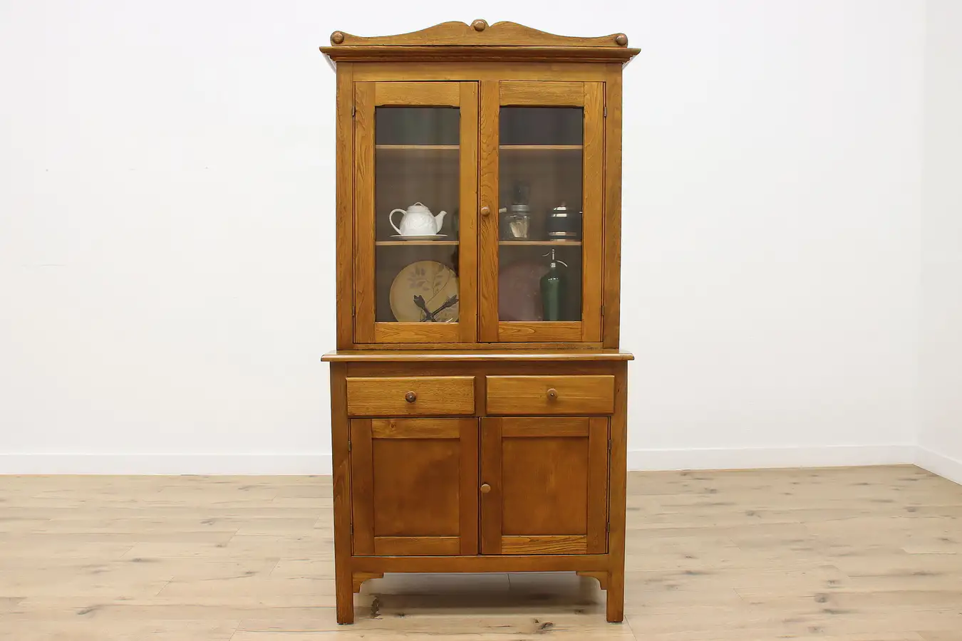 Main image of Farmhouse Antique Elm Kitchen Cupboard or Pantry Cabinet