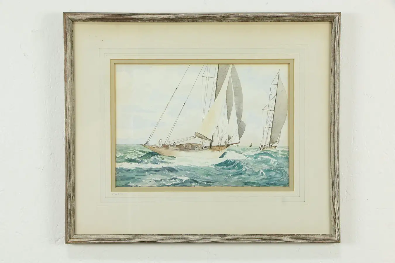 Main image of Fair Wind Antique Original Watercolor Painting, Signed A. K. Severson 22"