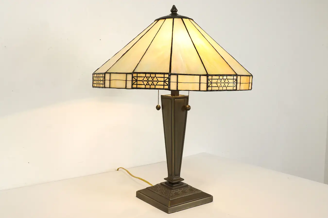 Main image of Craftsman Vintage Stained Glass Office or Library Lamp, Dale Tiffany