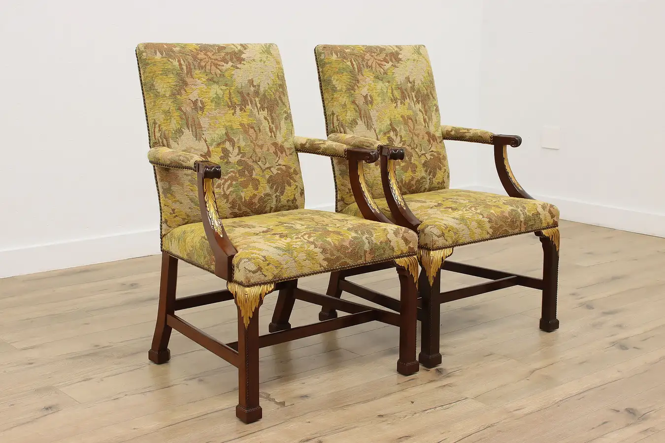 Main image of Pair of Vintage Georgian Design Library Office Chairs Baker