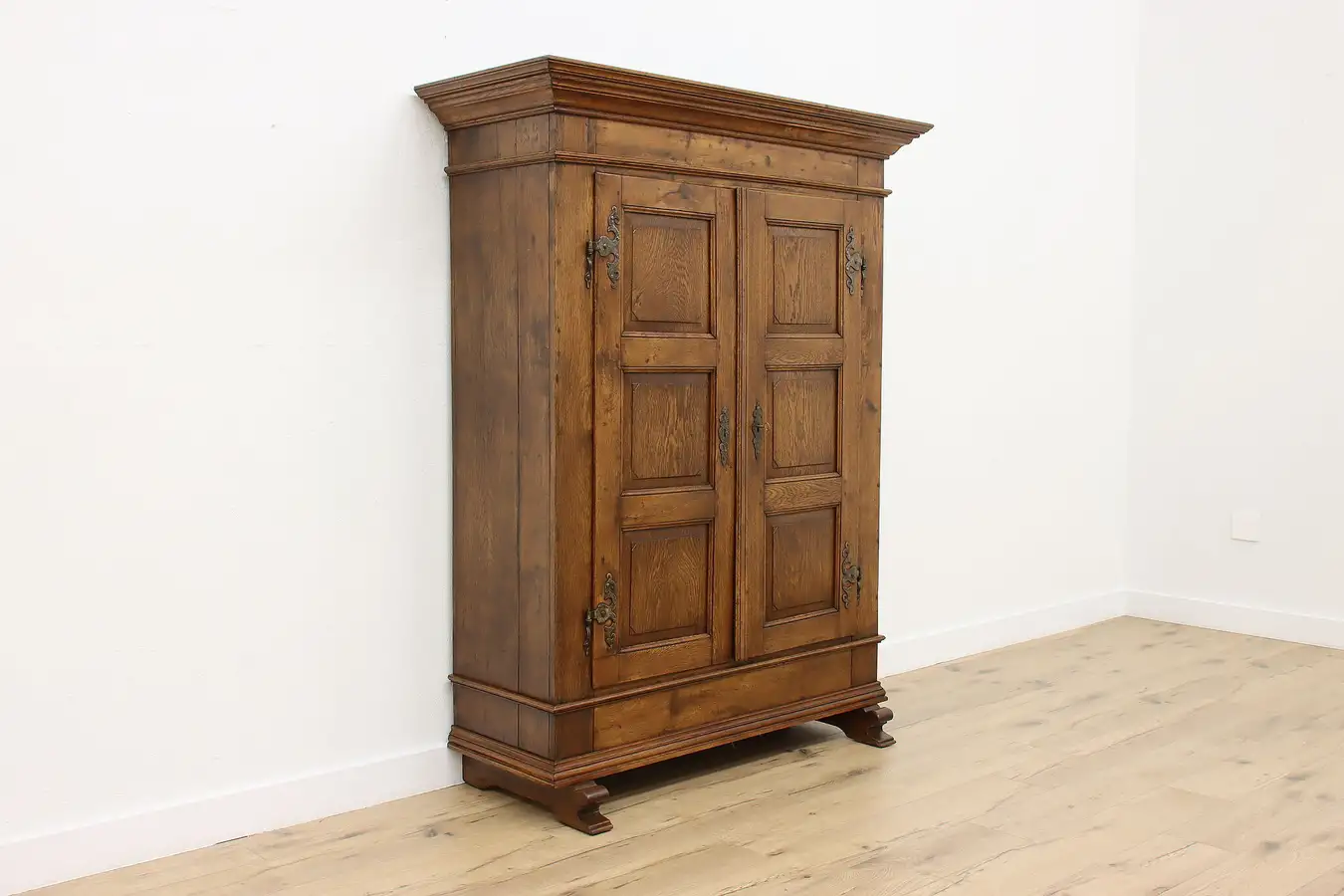Main image of Dutch Antique Carved Oak Armoire Closet or Wardrobe