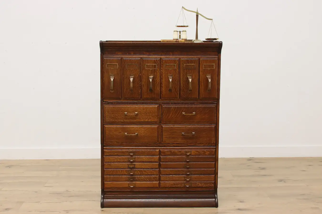 Main image of Craftsman Antique Stacking Oak 22 Drawer File Cabinet GRM