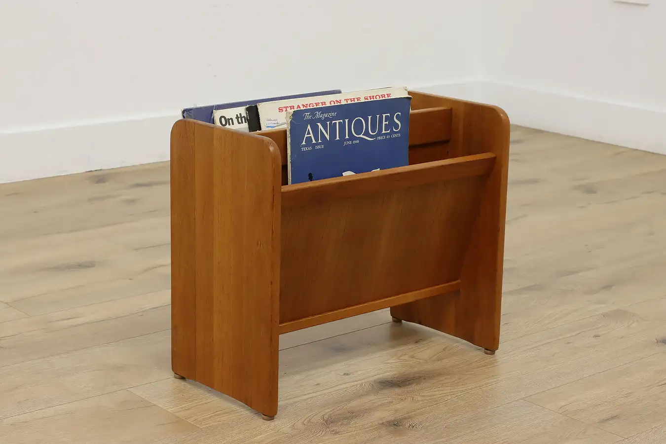 Main image of Midcentury Modern Vintage Teak Chairside Magazine Rack, FBJ